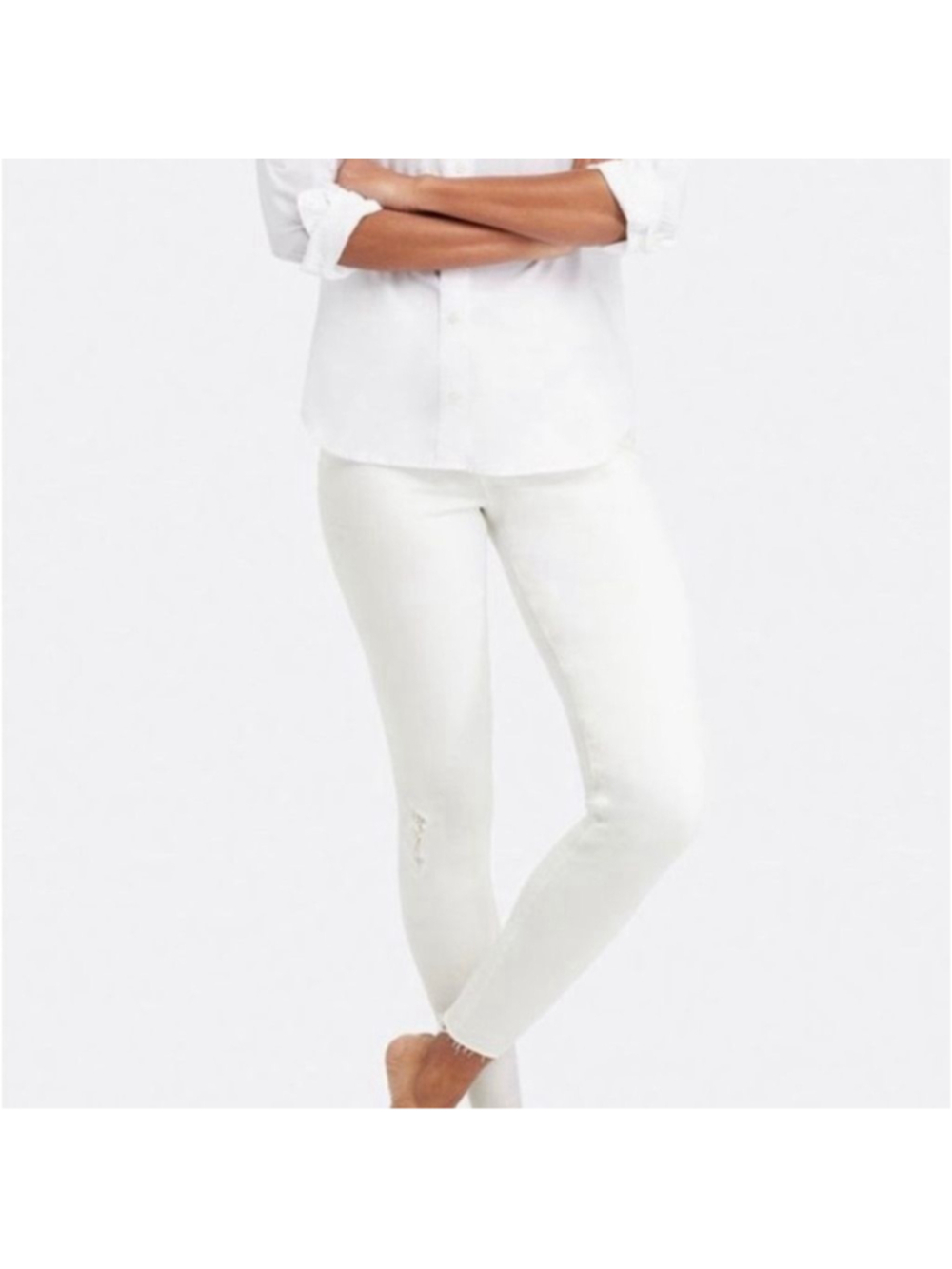 Spanx Distressed Skinny Jeans White stretch slimming coastal luxury sz 3X NWT